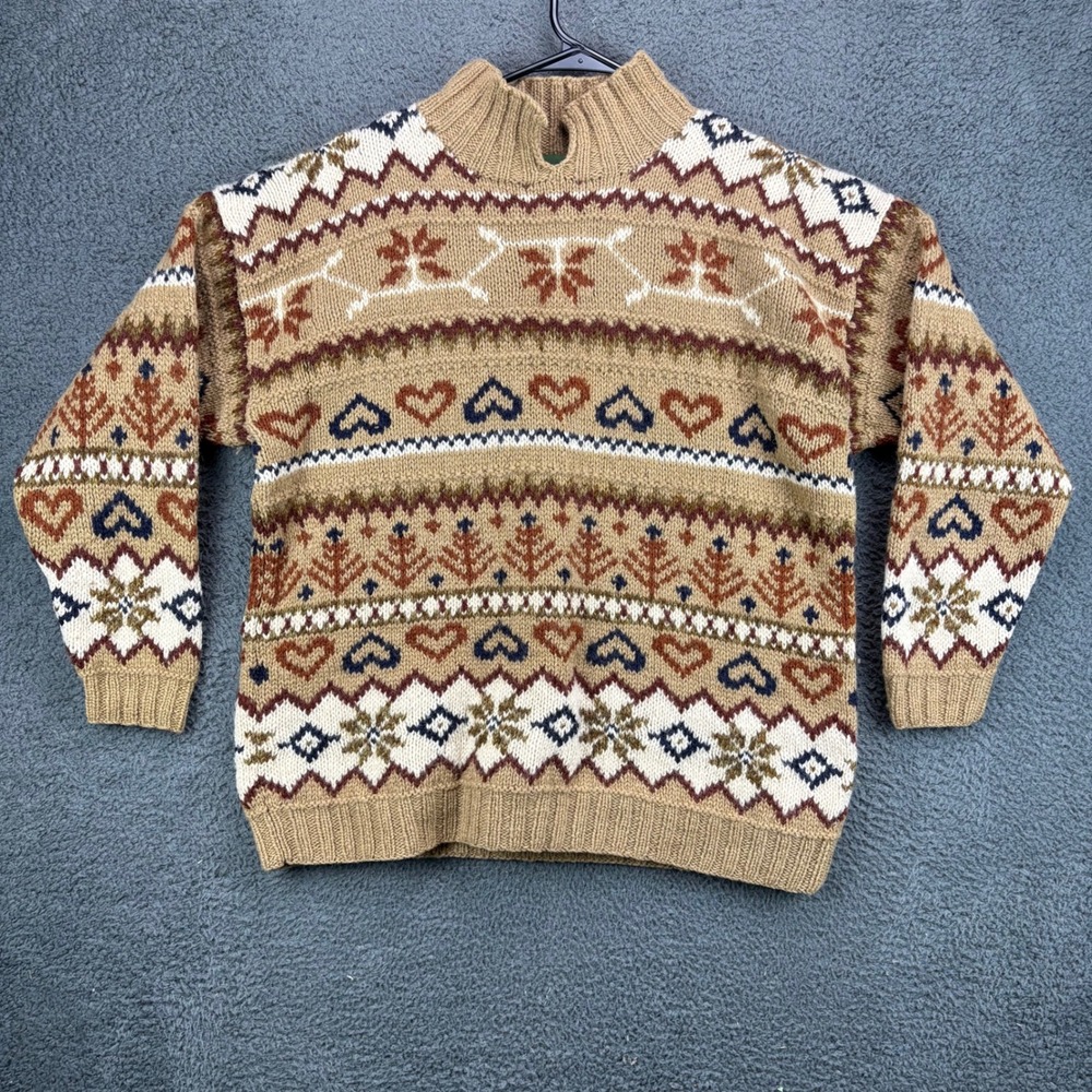Outback Red Mens Size Medium Wool Fair Isle‎ Sweater Mock Neck Long Sleeve